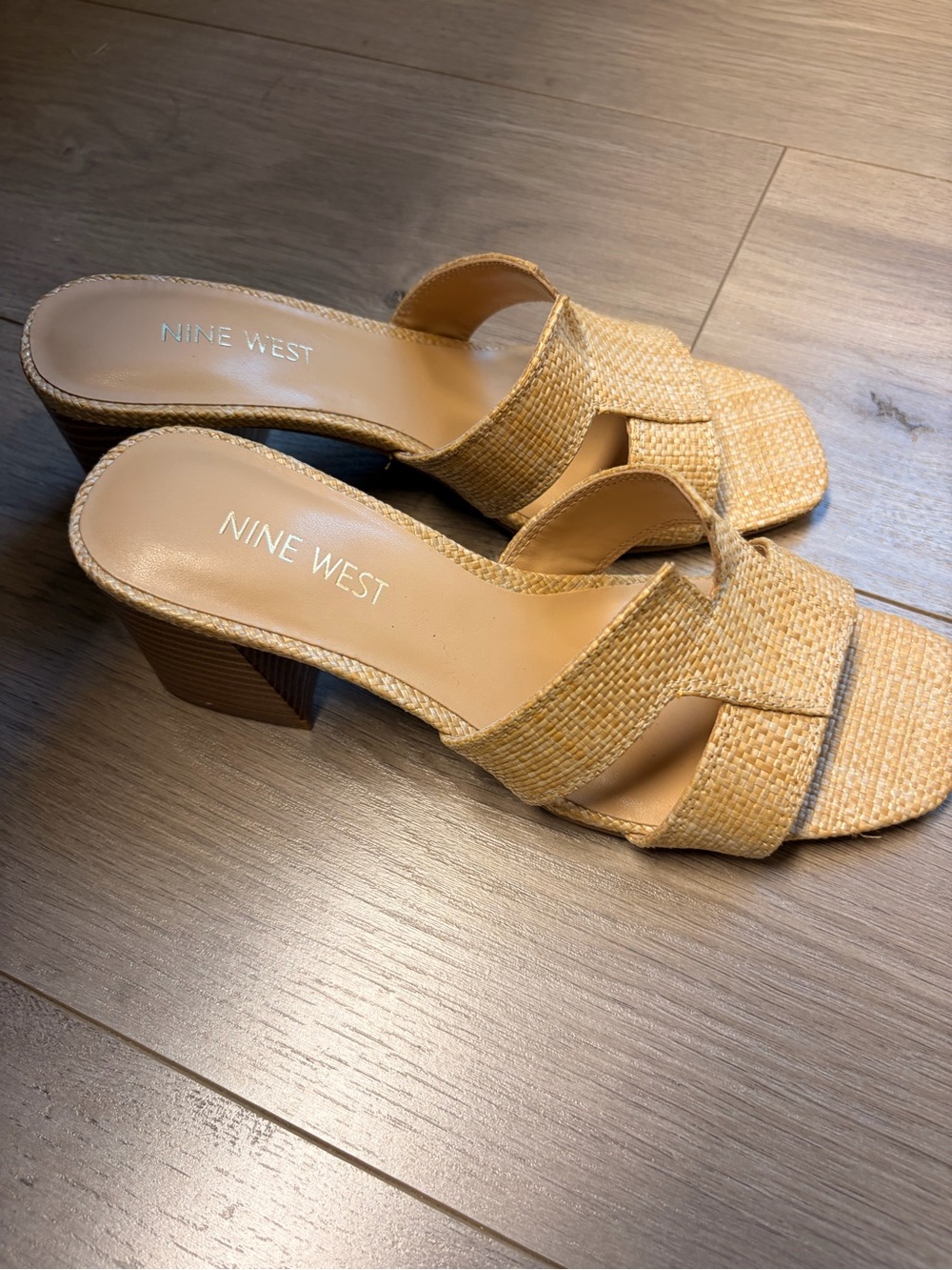 Nine West Woven Tan Slide Mules - Picture 4 of 8
